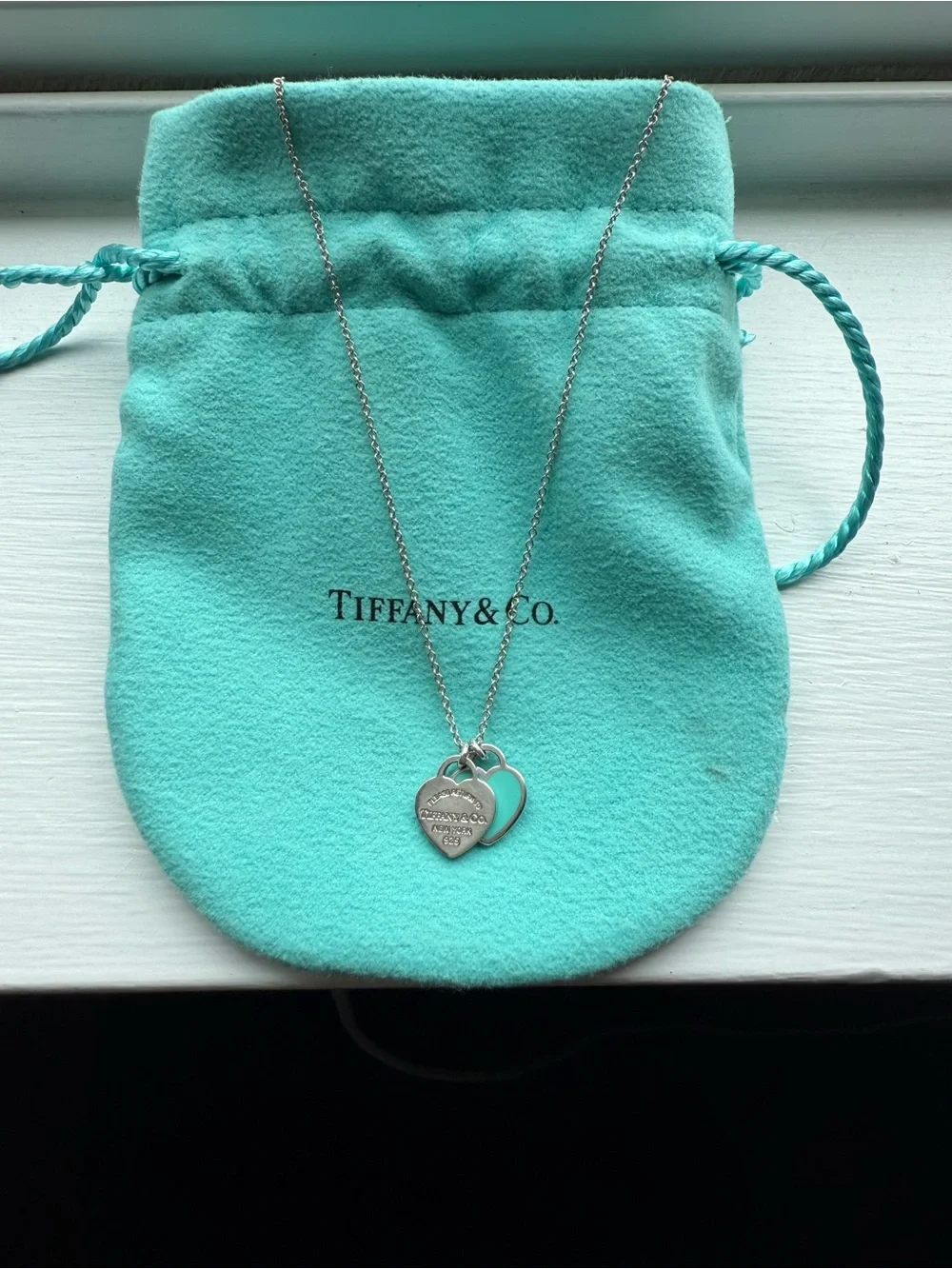 Tiffany & Co. Silver Heart Tag Necklace with Tiffany Blue Enamel Heart - Picture 2 of 5
